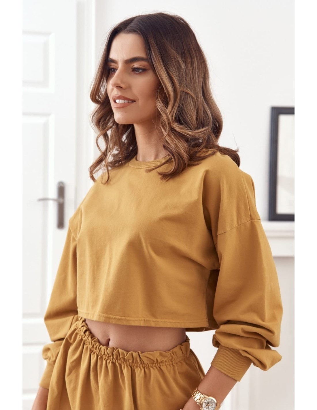 Mustard sweatshirt and skirt set 0523 - Online store - Boutique